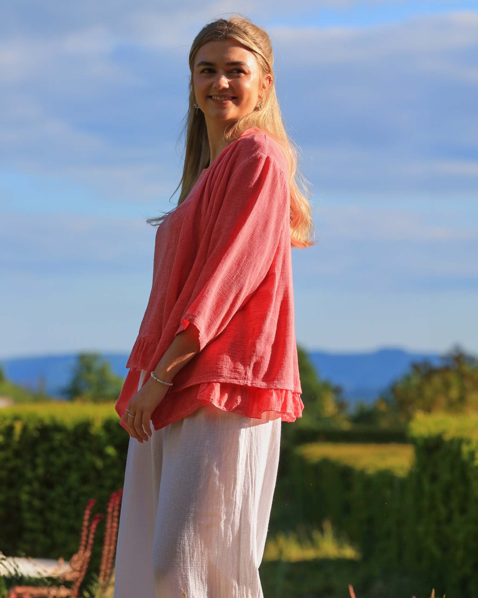 Linen and Cotton Blend Waterfall Front Cardi