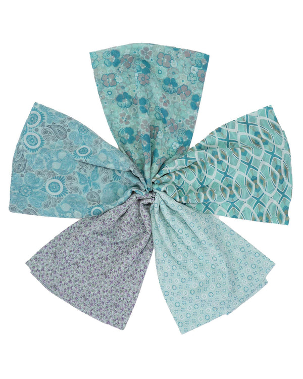 Cotton and Silk Mix Scarf Pack of 5 Summer Turquoise