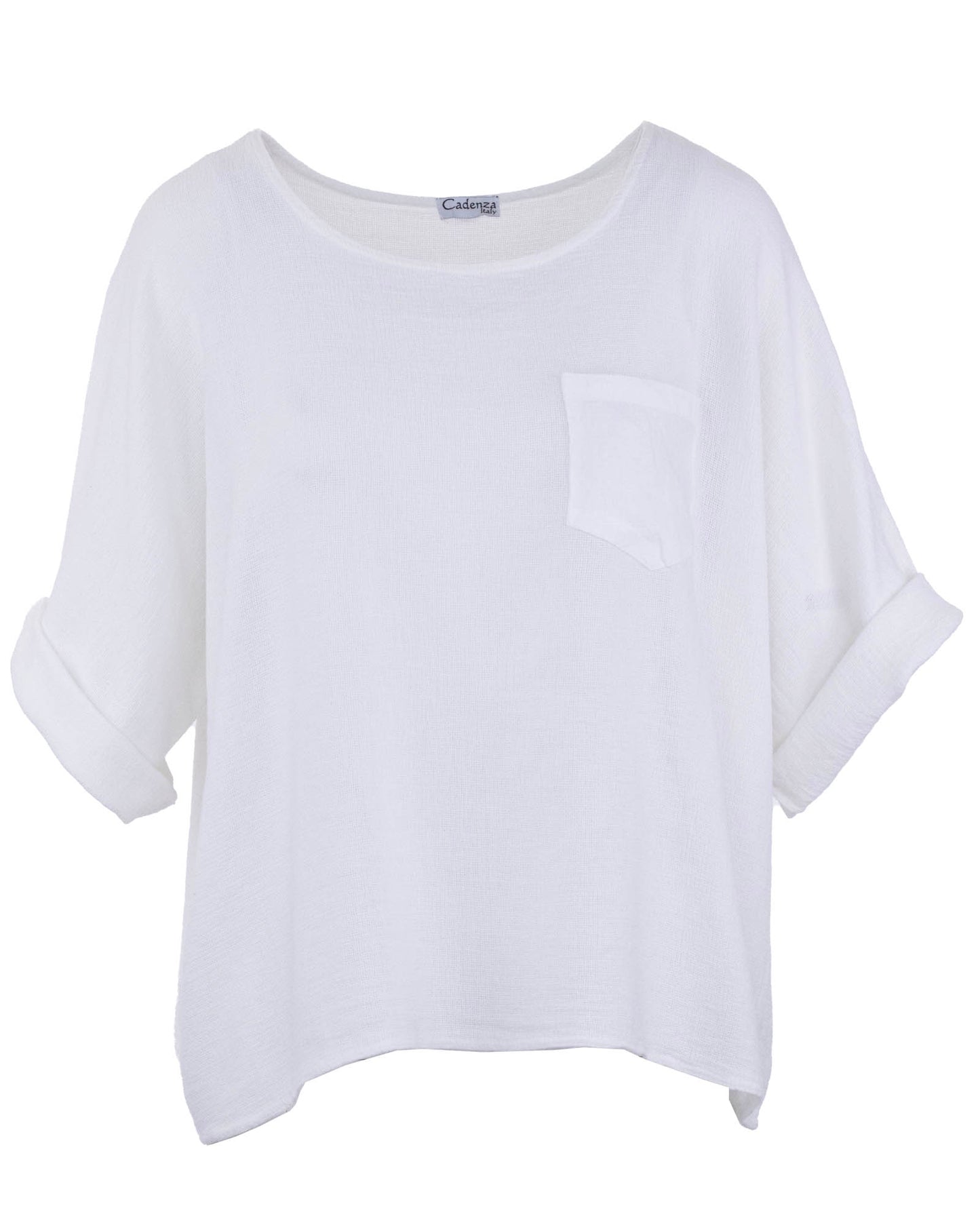 Linen and Cotton Blend Pocket Top