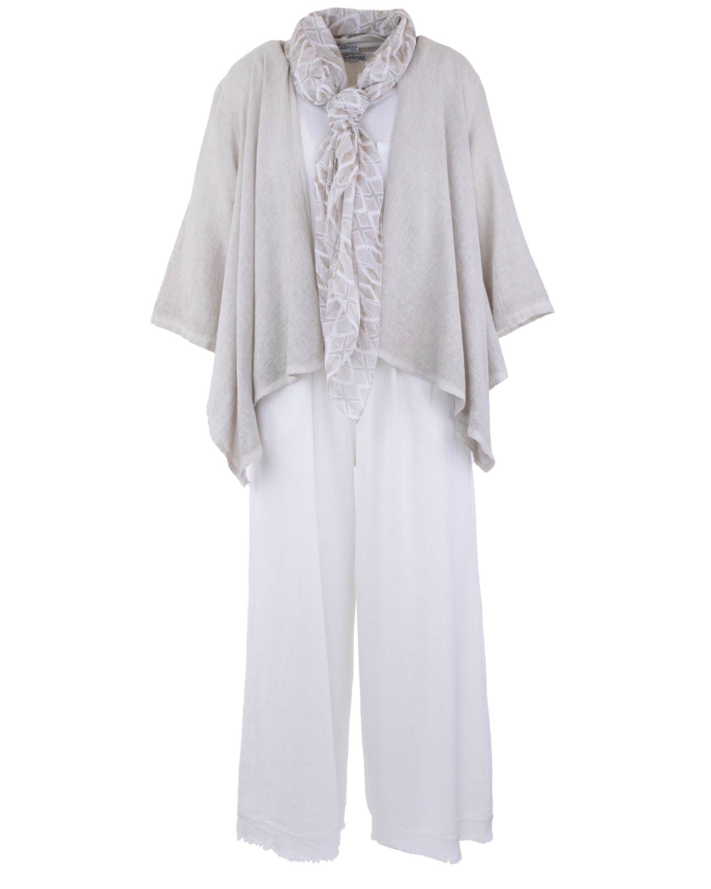 Linen and Cotton Blend Waterfall Front Cardi