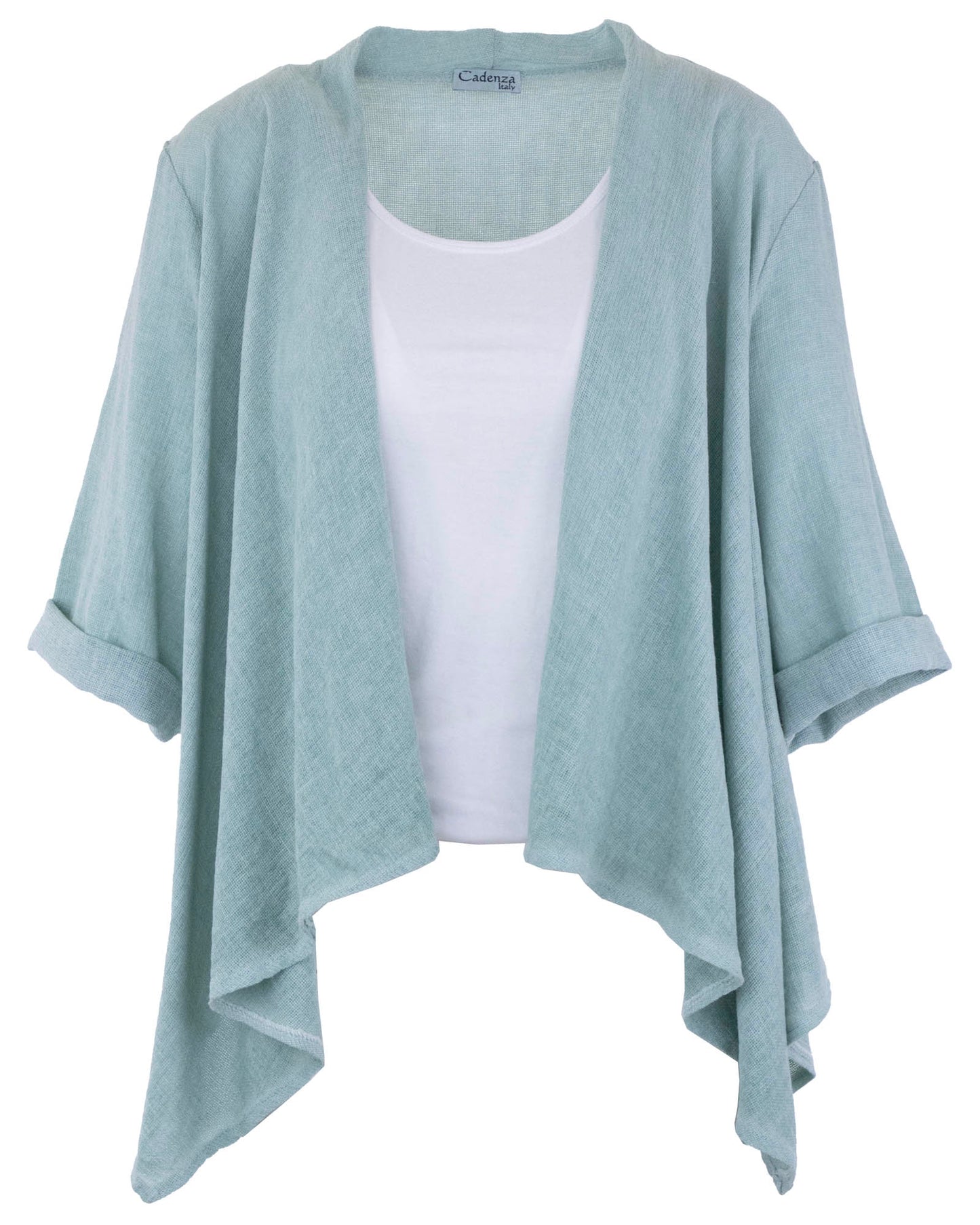 Linen and Cotton Blend Waterfall Front Cardi