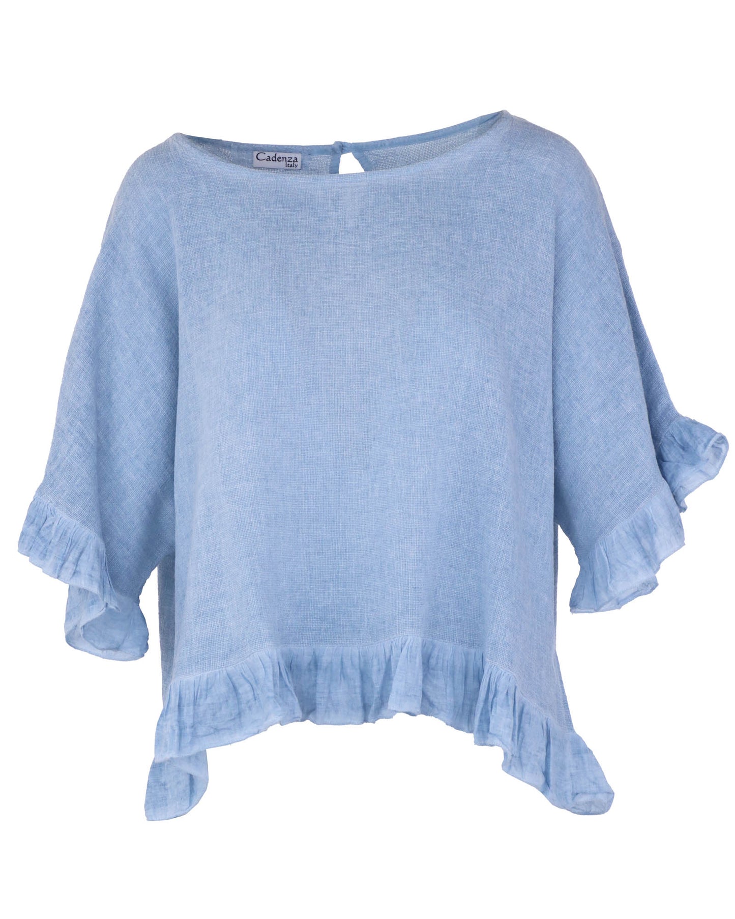 Linen and Cotton Blend Frill Top