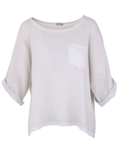 Linen and Cotton Blend Pocket Top