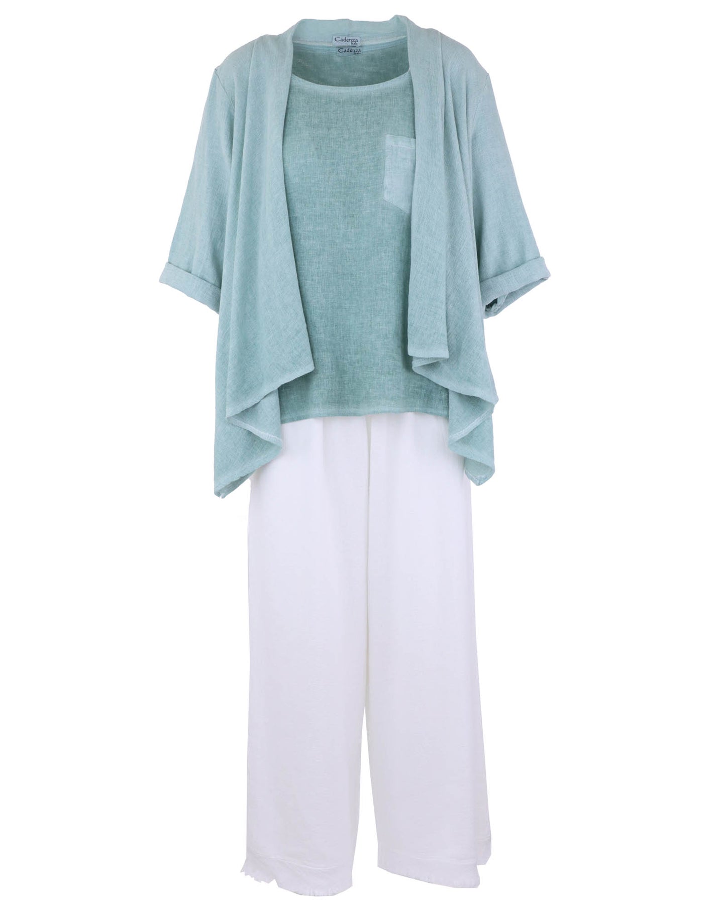 Linen and Cotton Blend Waterfall Front Cardi