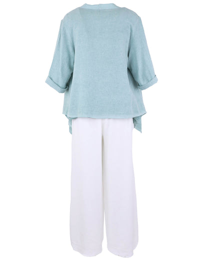 Linen and Cotton Blend Waterfall Front Cardi