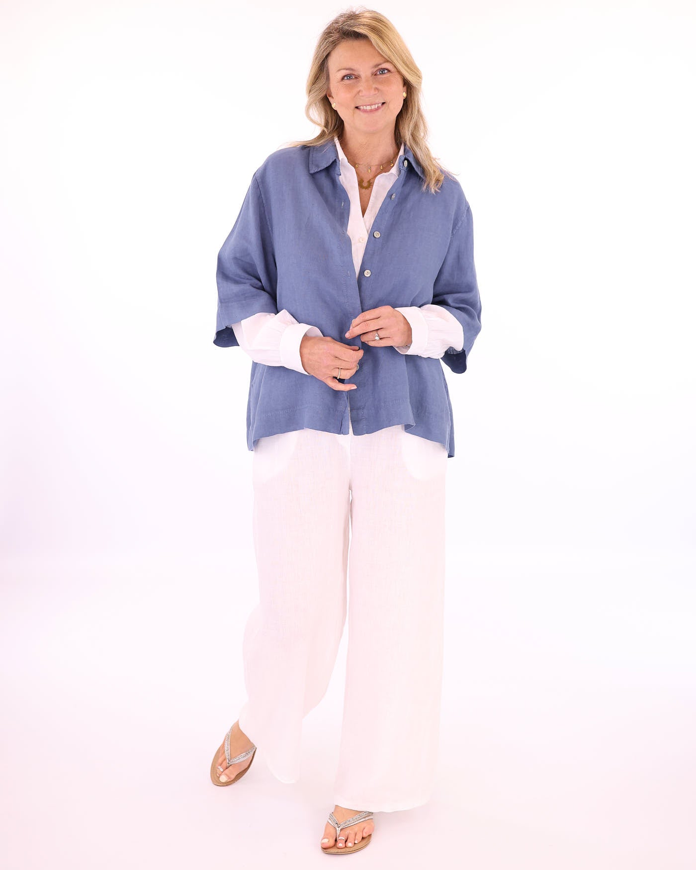 Wide Straight Leg Linen Trousers