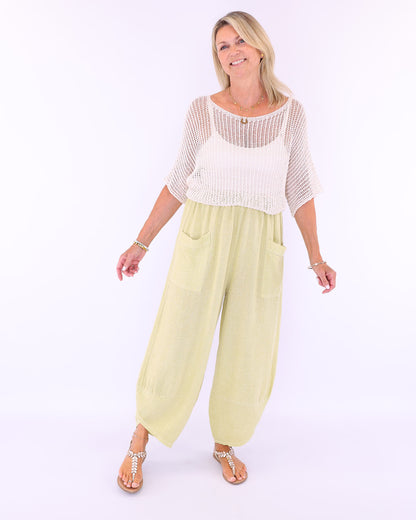 Linen and Cotton Blend Hareem Pants