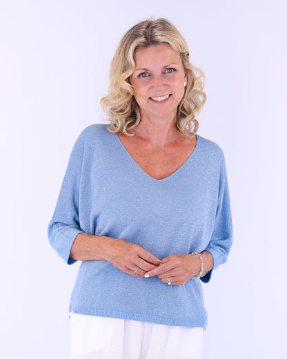 Modal Blend V Neck Sparkle Top
