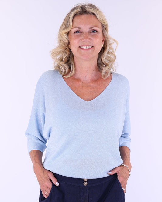 Modal Blend V Neck Sparkle Top