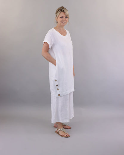 Coconut Button Linen Dress