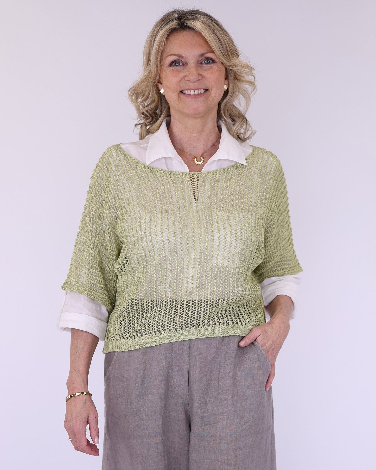 Cotton Blend Loose Knit Tunic