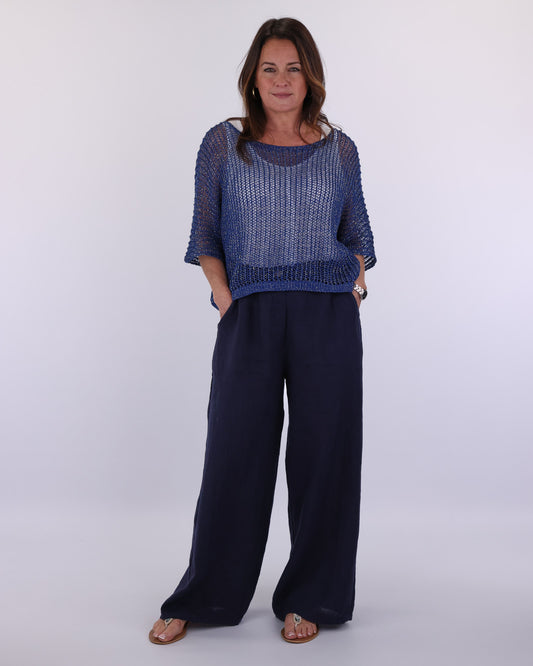 Wide Straight Leg Linen Trousers