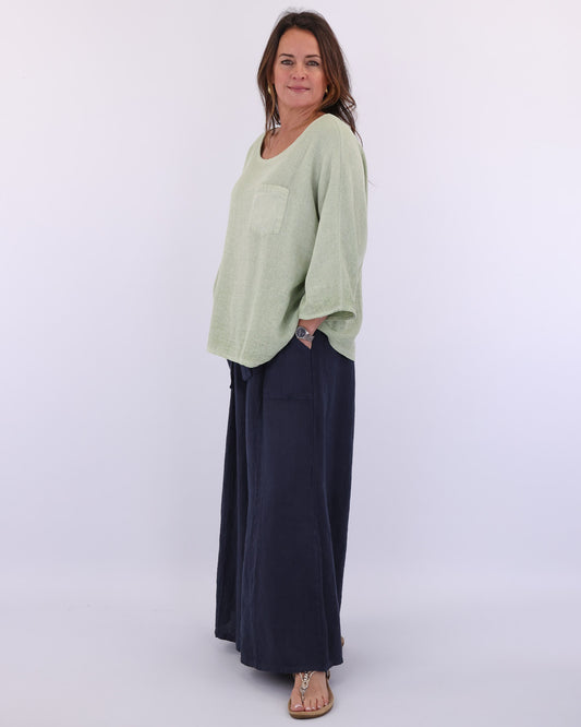 Linen and Cotton Blend Pocket Top