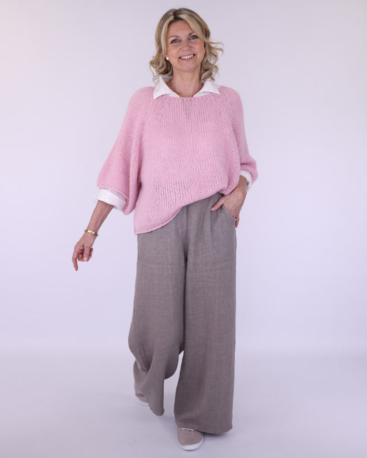 Wide Straight Leg Linen Trousers