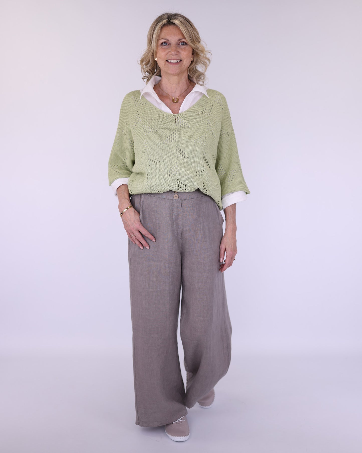 Wide Straight Leg Linen Trousers