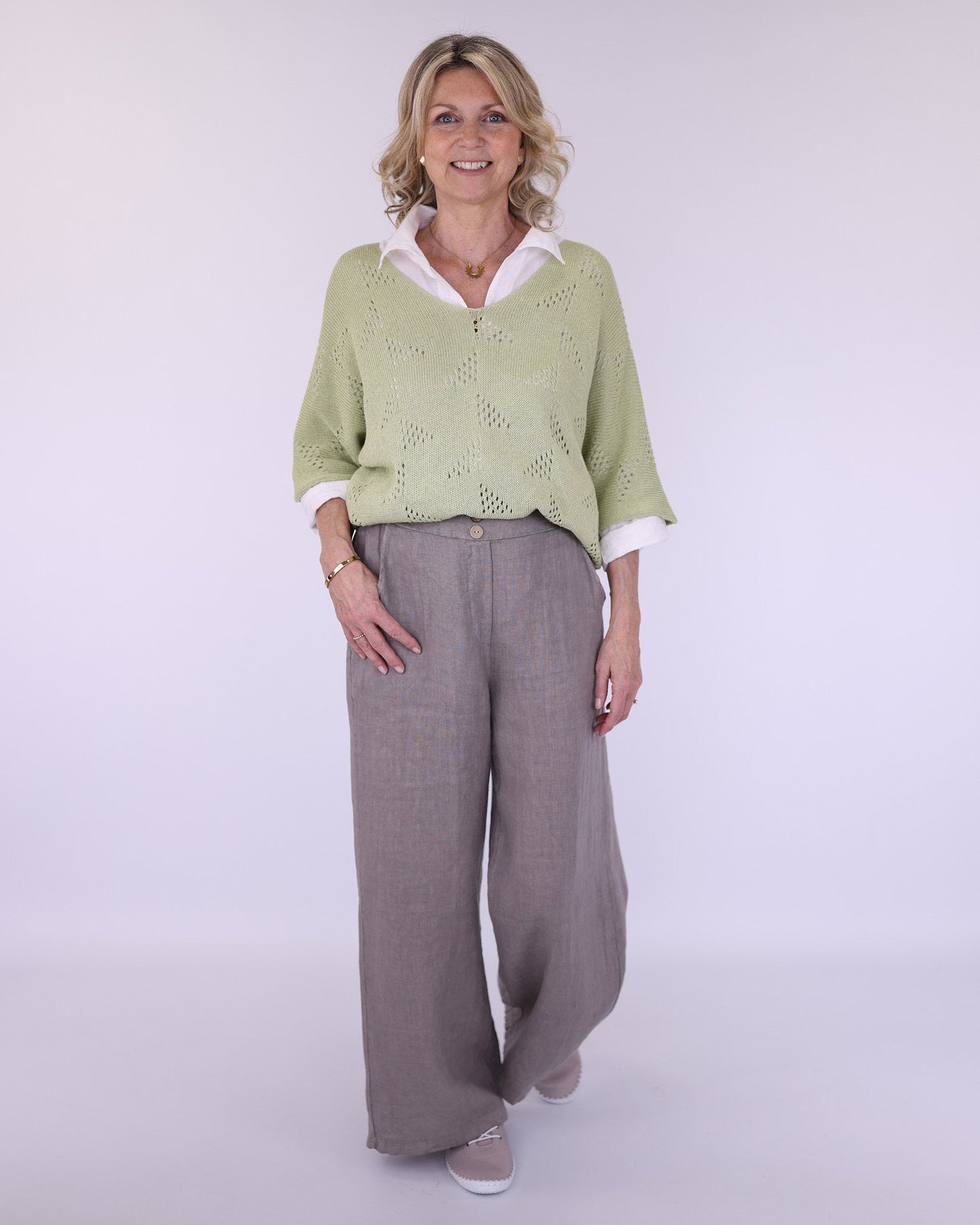 Wide Straight Leg Linen Trousers