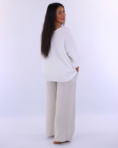 Wide Straight Leg Linen Trousers