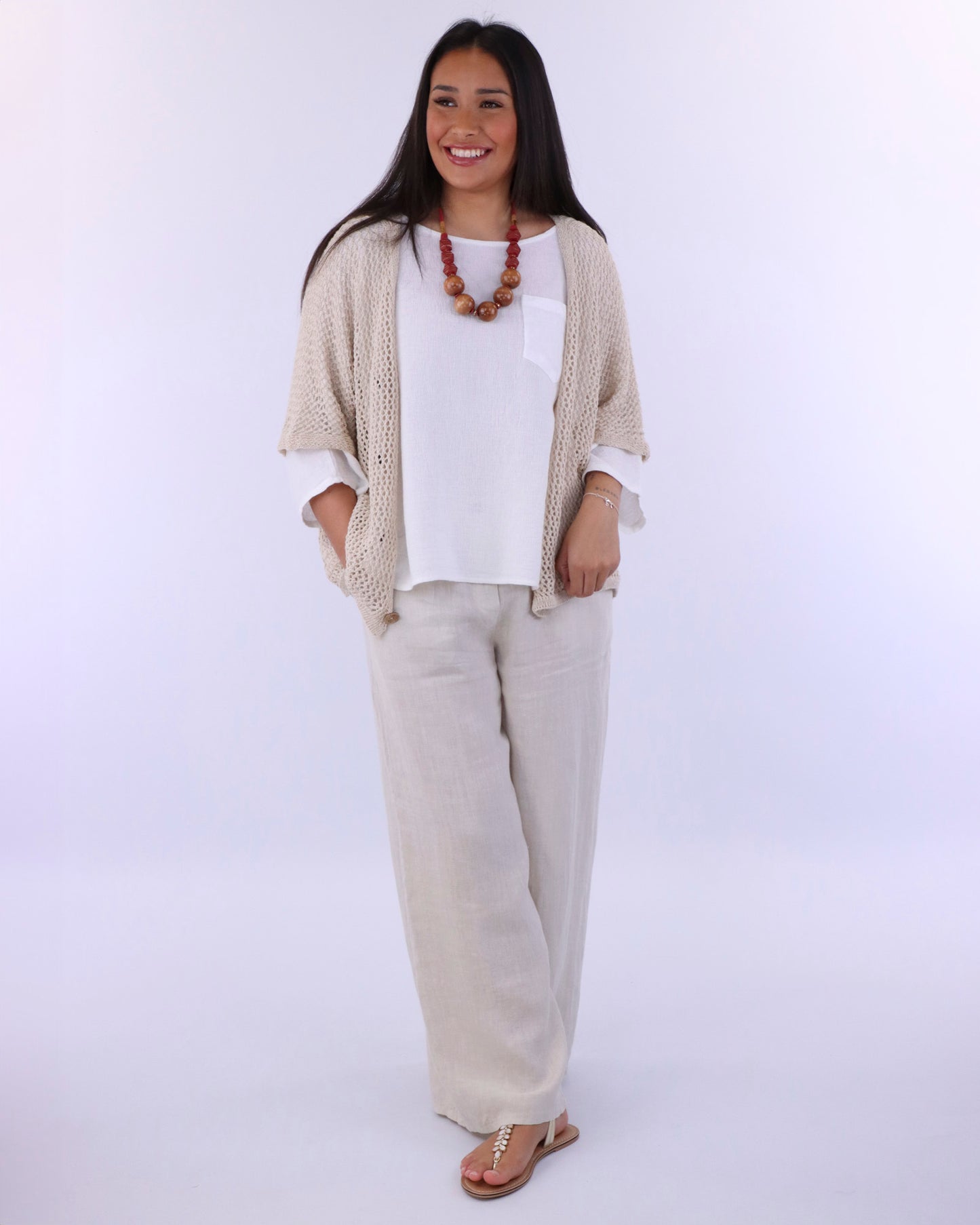 Wide Straight Leg Linen Trousers