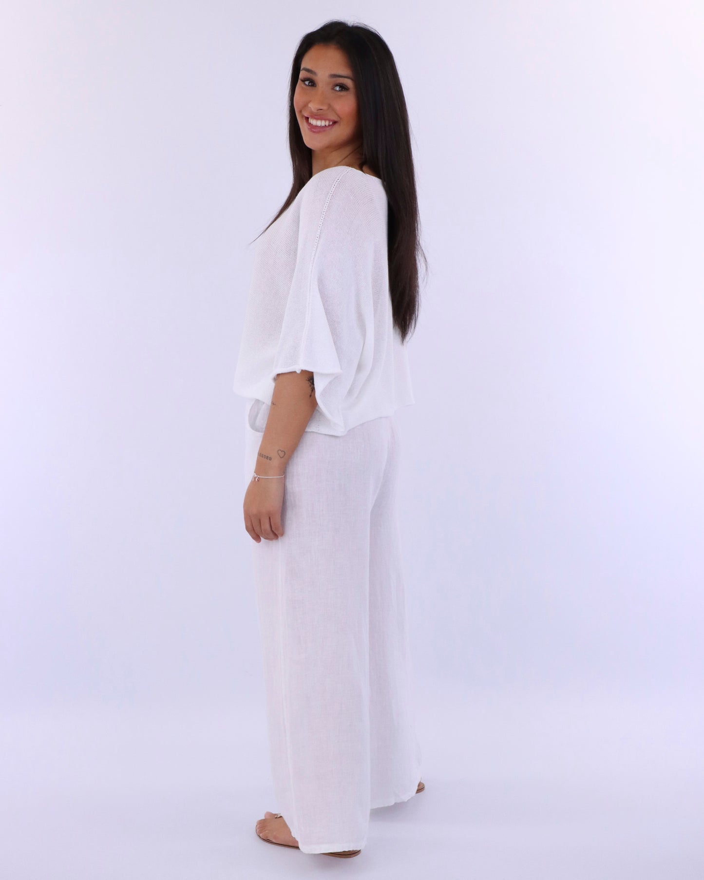 Wide Straight Leg Linen Trousers