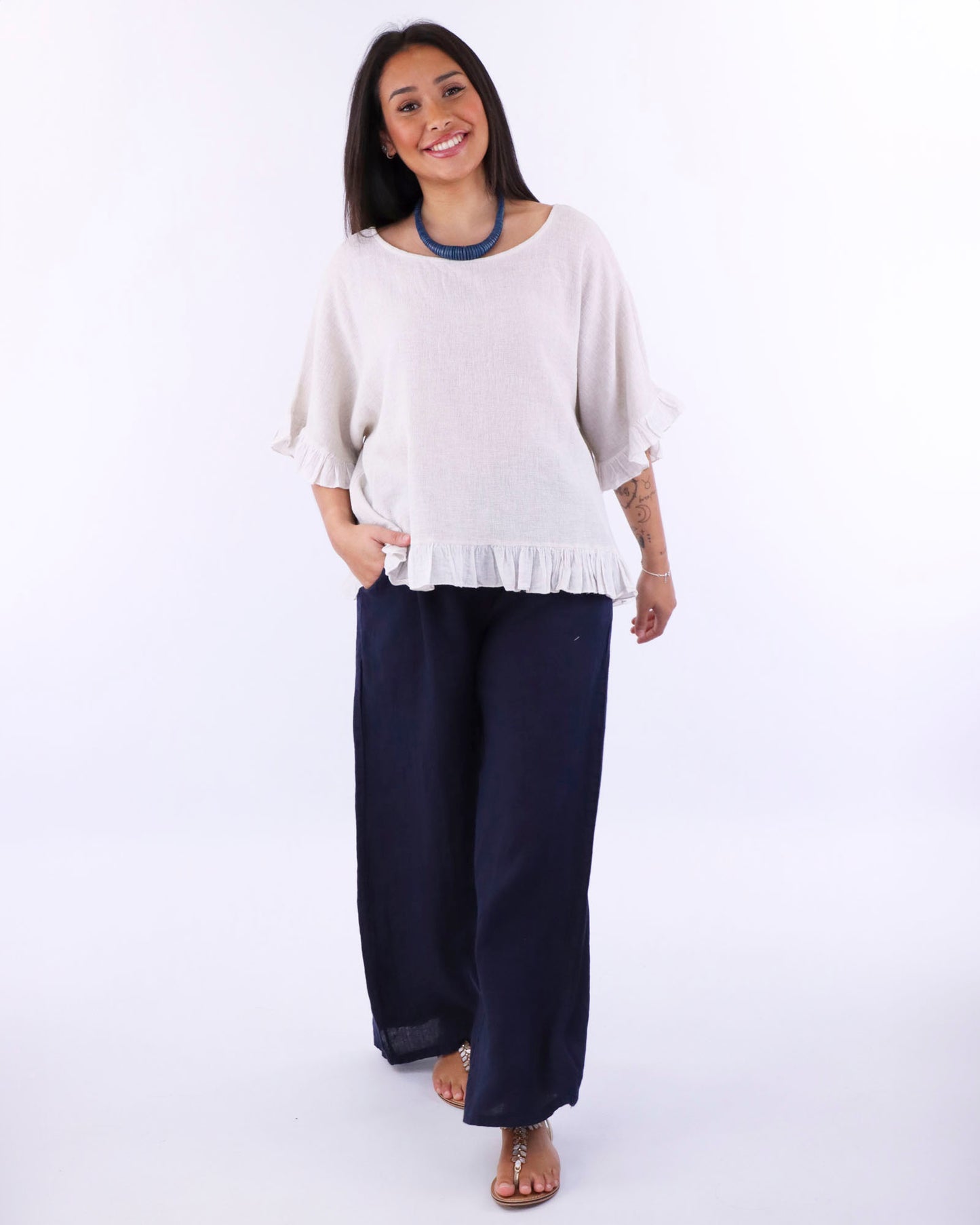 Wide Straight Leg Linen Trousers