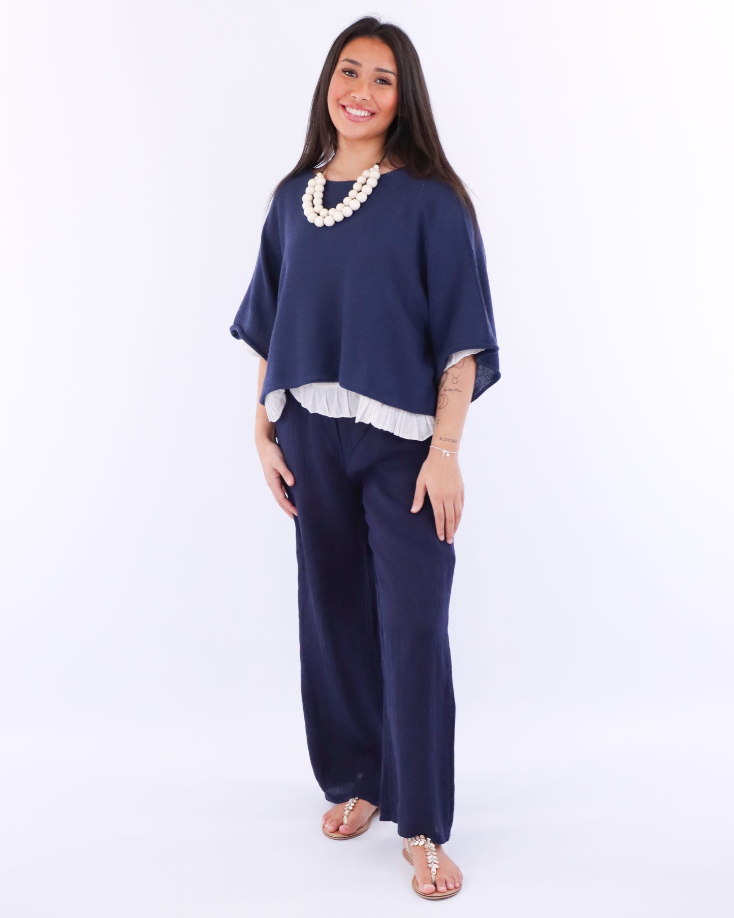 Wide Straight Leg Linen Trousers