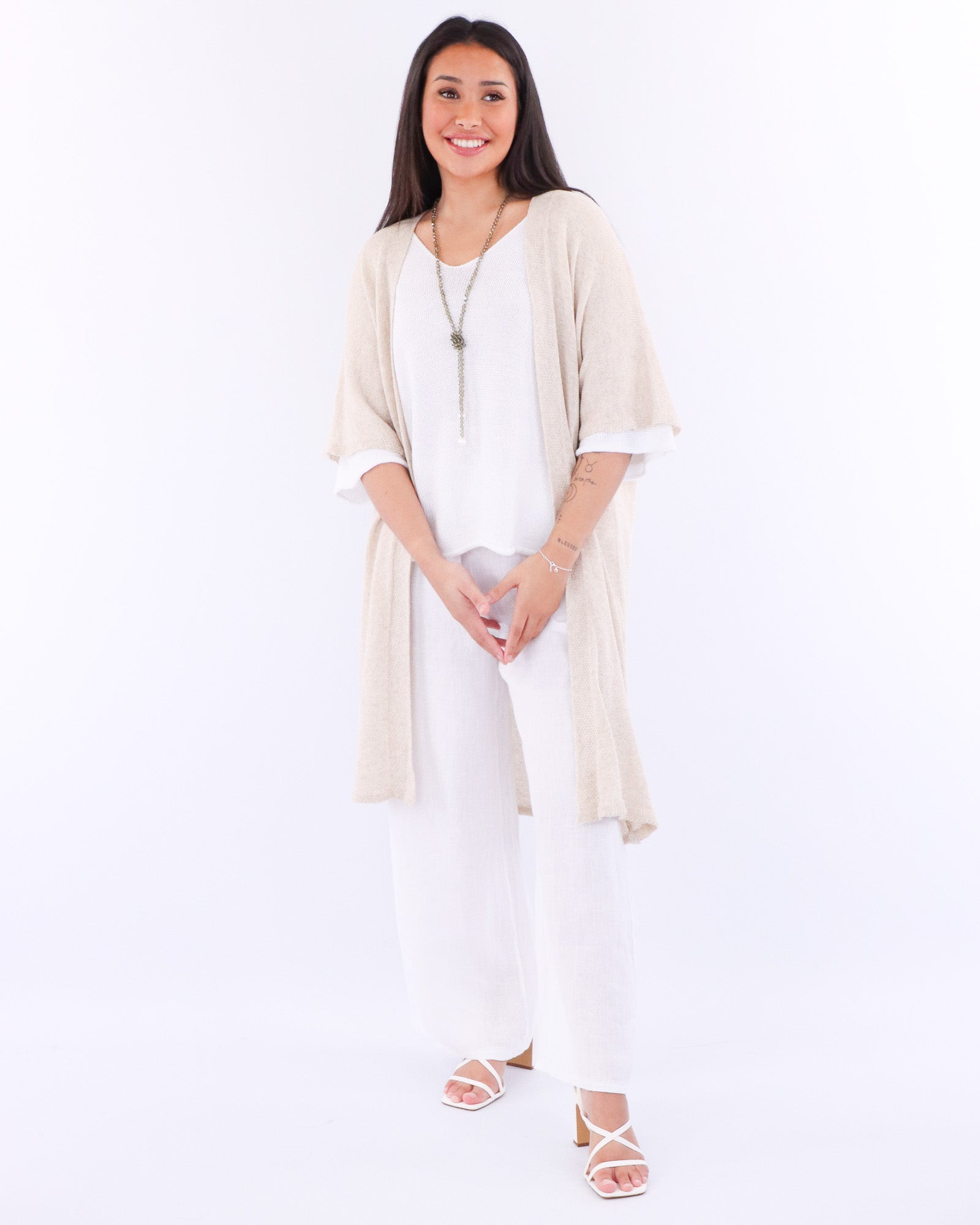 Cotton Blend Long Kimono