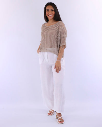 Wide Straight Leg Linen Trousers