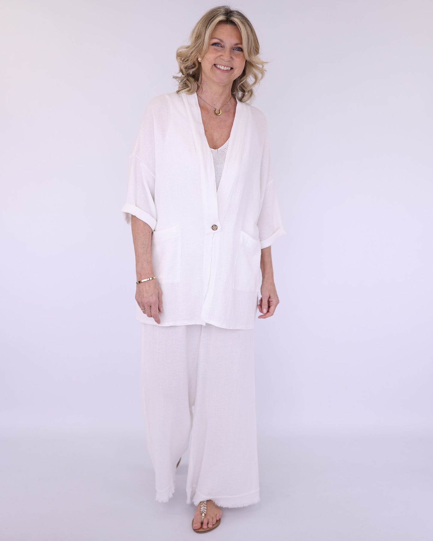 Linen and Cotton Blend Kimono