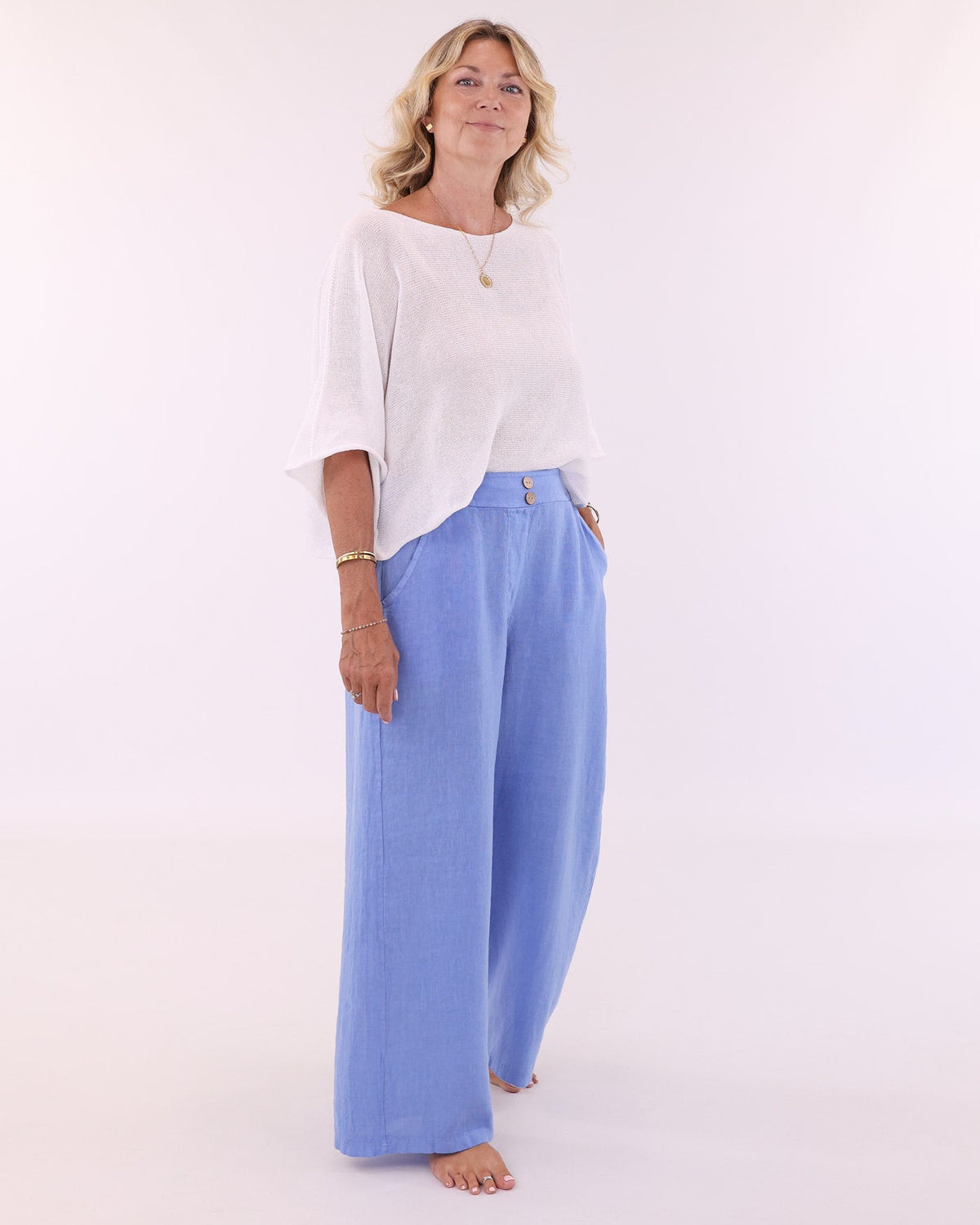 Wide Straight Leg Linen Trousers
