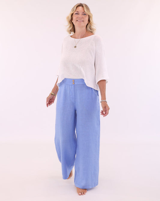 Wide Straight Leg Linen Trousers