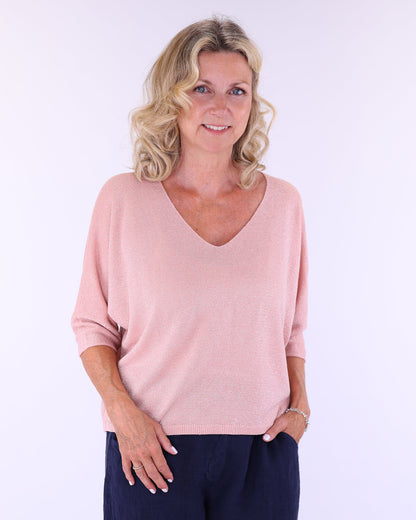 Modal Blend V Neck Sparkle Top