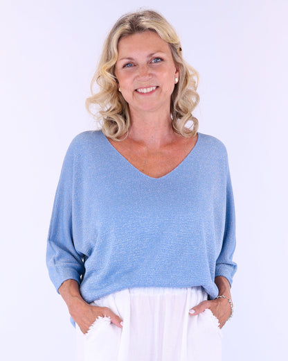 Modal Blend V Neck Sparkle Top