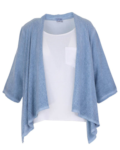 Linen and Cotton Blend Waterfall Front Cardi