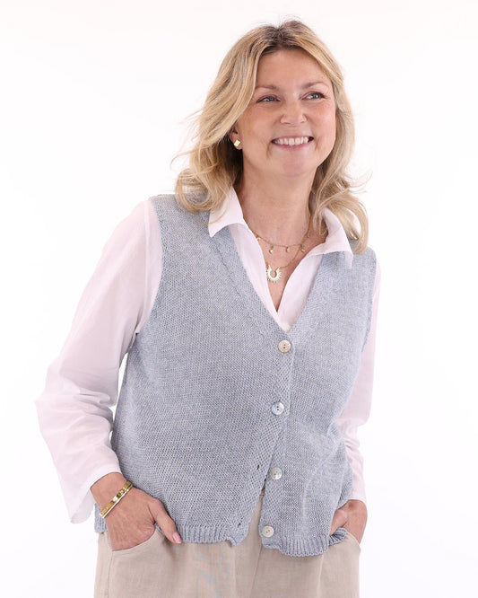 Cotton Blend Button Waistcoat