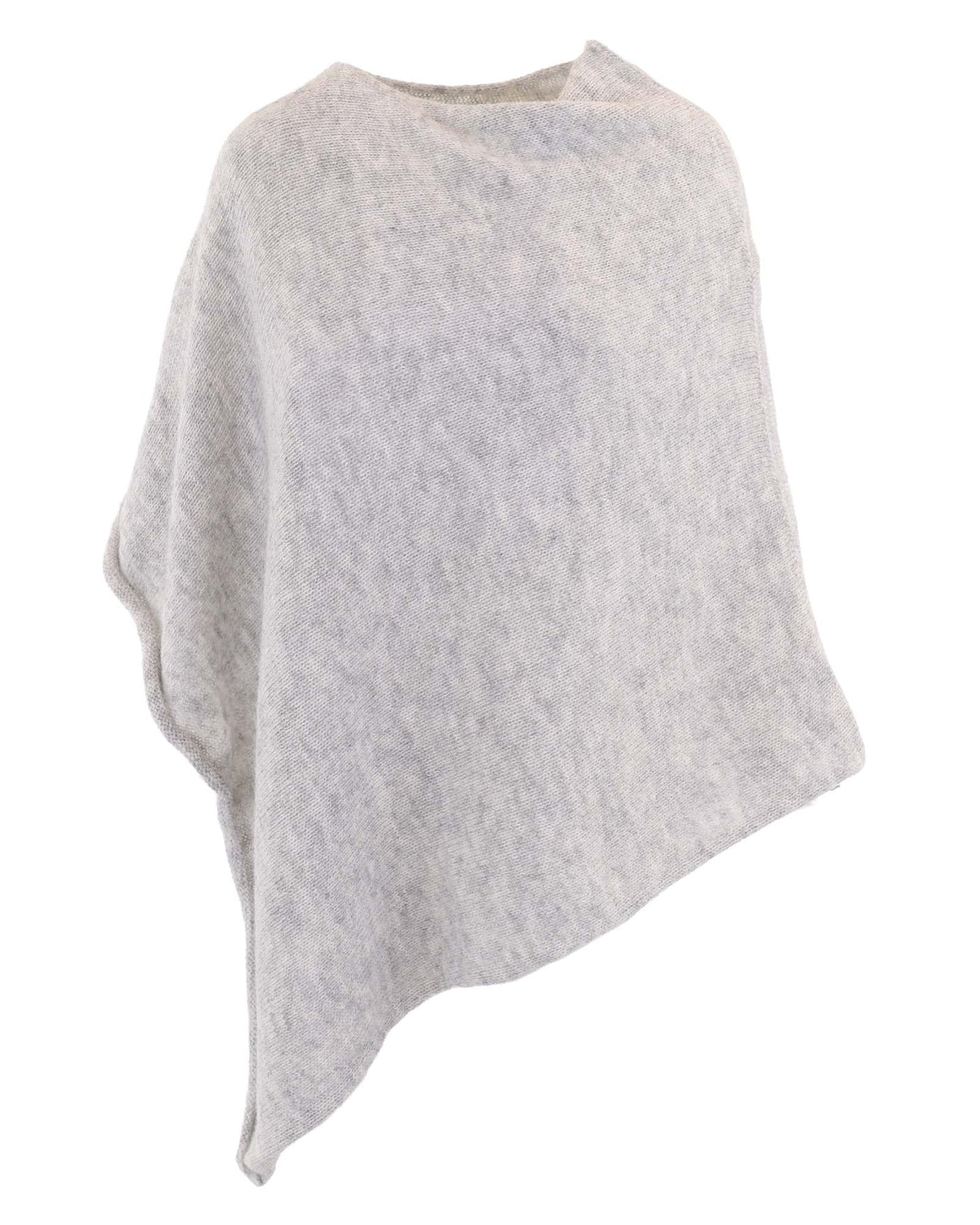 Women's Italian Alpaca Blend Poncho in light grey, made in Italy