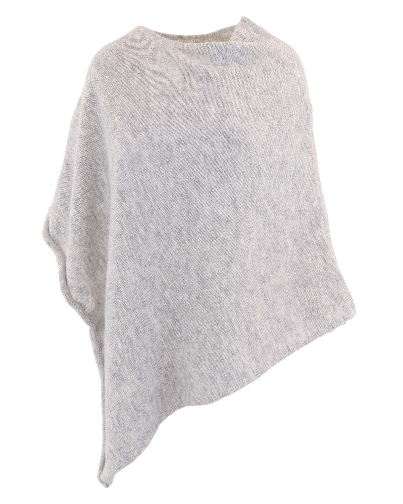 Women's Italian Alpaca Blend Poncho in light grey, made in Italy