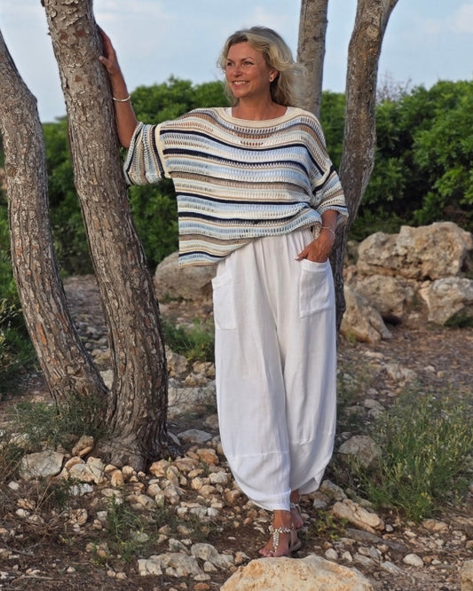 Linen and Cotton Blend Hareem Pants