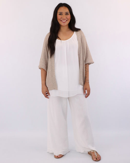 Cotton Blend Short Kimono