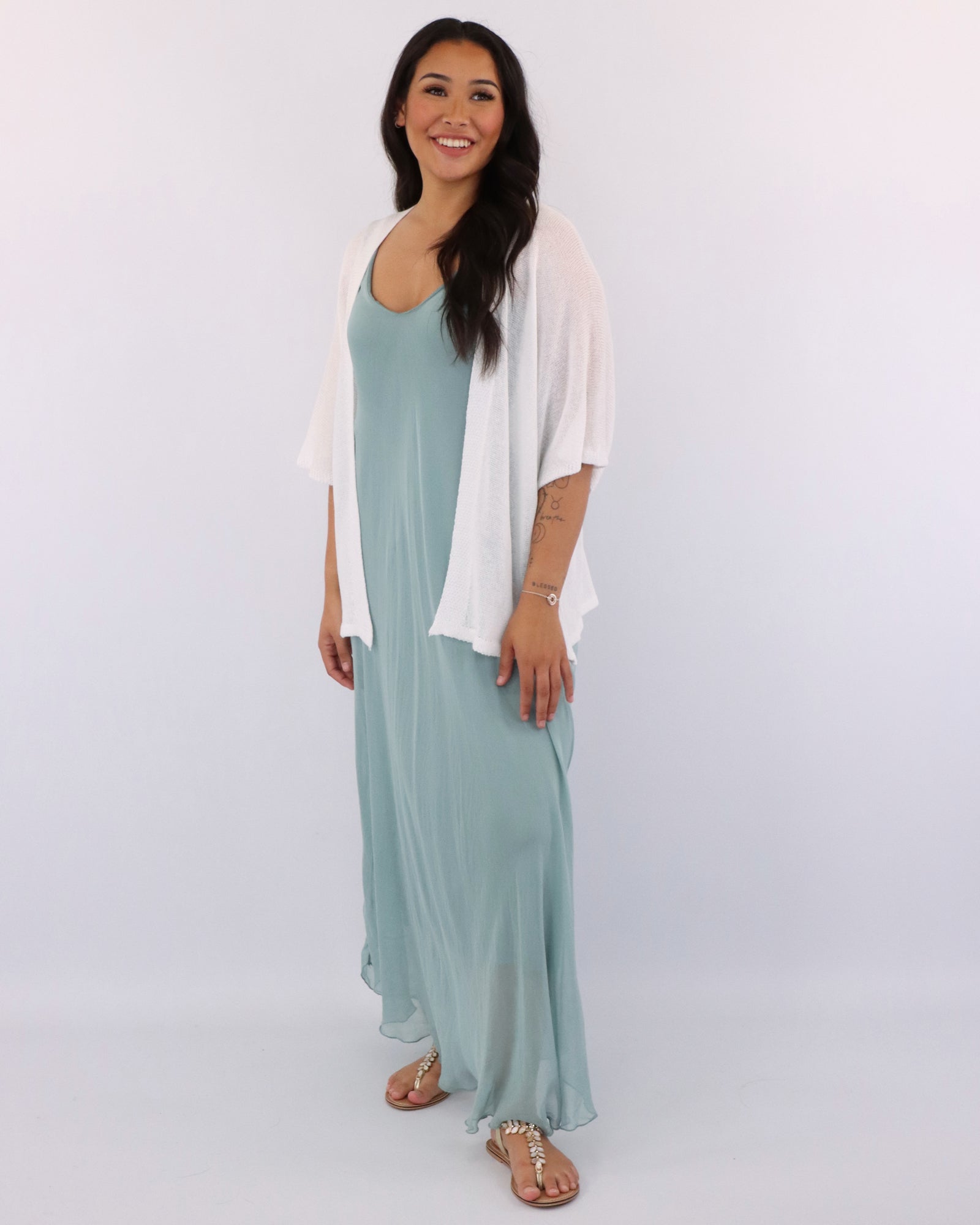 Cotton Blend Short Kimono