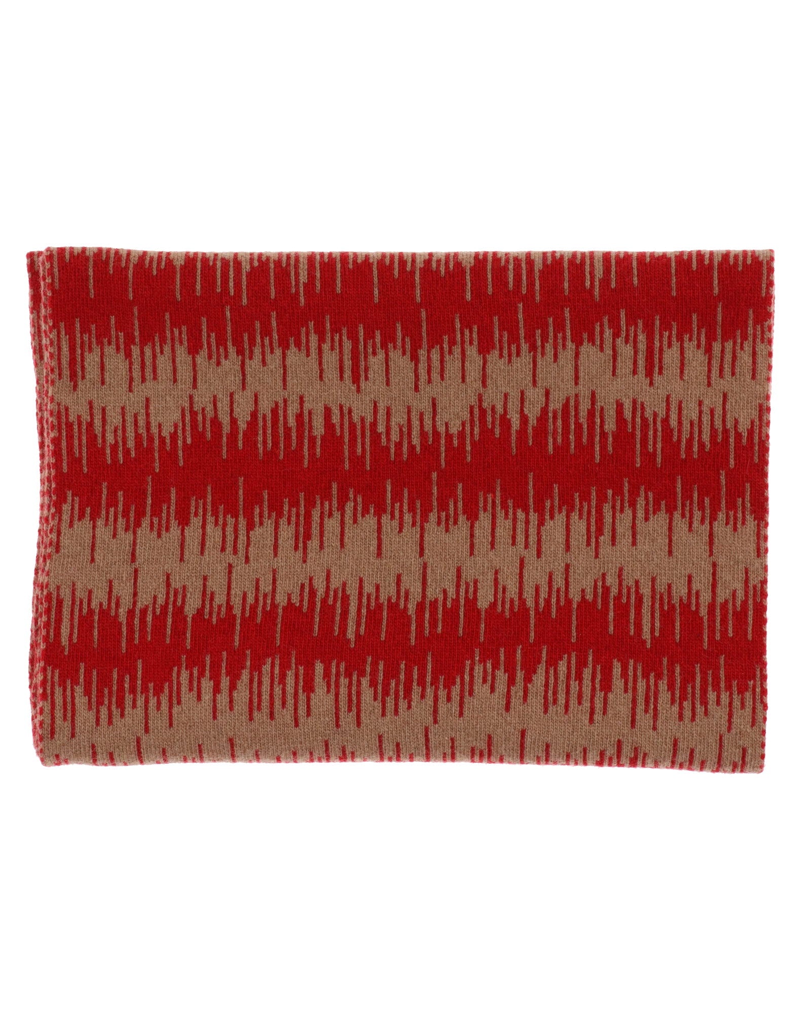 Cashmere Blend Wave Snood Venetian Red and Camel