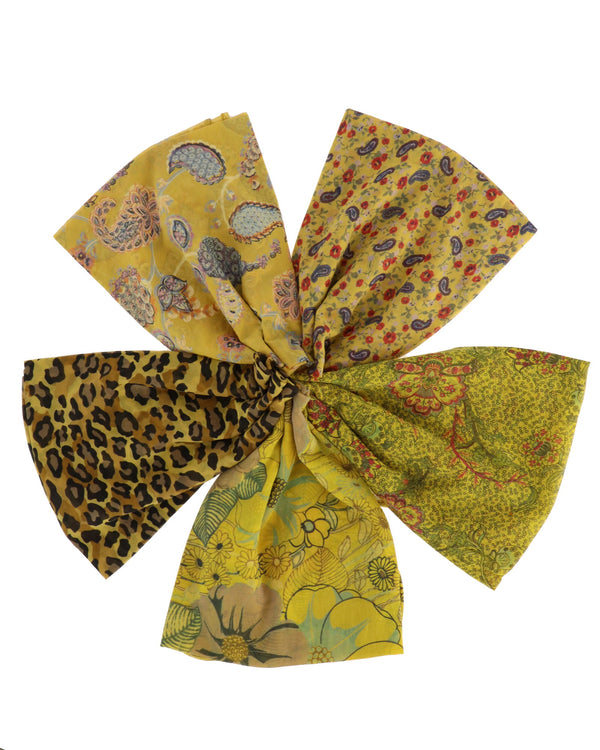 Cotton and Silk Mix Scarf Pack of 5 Gold